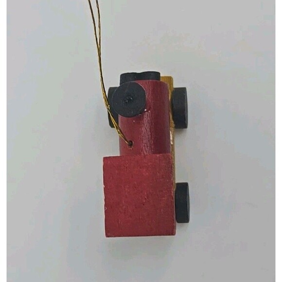 Vintage Wooden Choo Choo Train Engine Hanging Christmas Ornament Red Heart Front - Picture 6 of 9